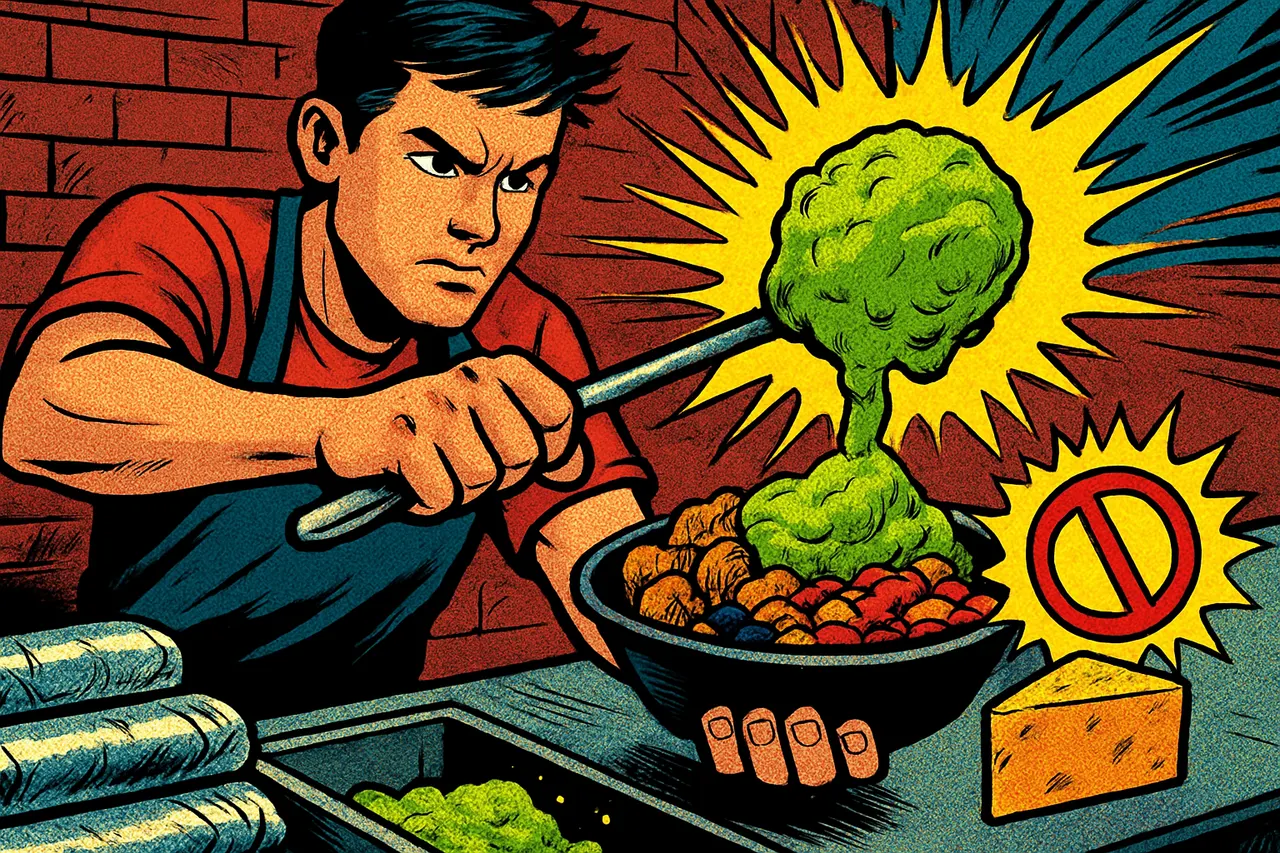 Illustration for Chipotle Burrito Bowl: Extra Guac, No Cheese (~1,000 cal)