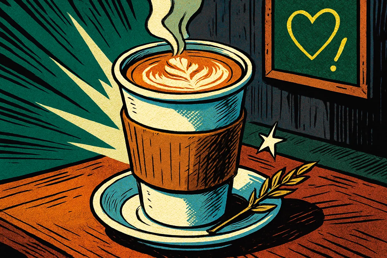 Illustration for Starbucks Grande Latte: Oat Milk, No Syrup (~193 cal)